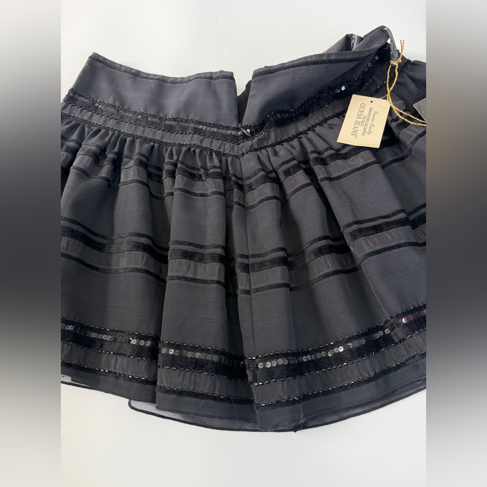 Vintage 2000s Guess Black Sequin Trim Tiered Mini Skirt 🖤